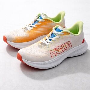 HOKA Mach 6 Men’s 9 Running Shoes White Orange Lightweight Trainer Women’s 10.5